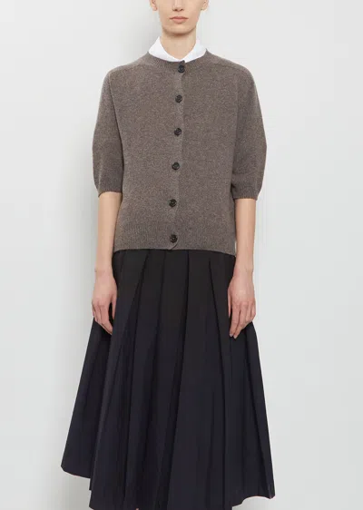 Margaret Howell Short Sleeve Cashmere Cotton Cardigan In Brown
