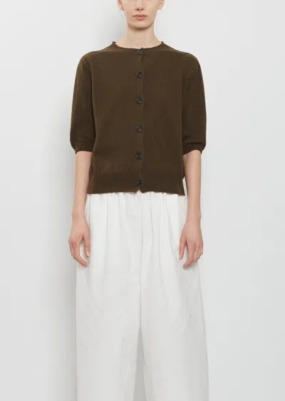 Margaret Howell Short Sleeve Cashmere Cotton Cardigan In Green