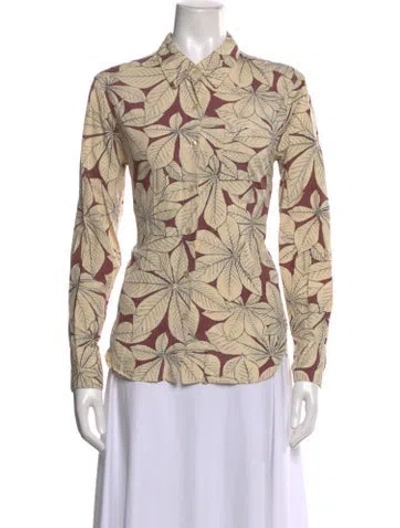 Pre-owned Margaret Howell Silk Floral Print Blouse In Neutral