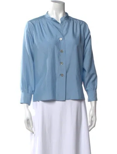Pre-owned Margaret Howell Silk Long Sleeve Button-up Top In Blue