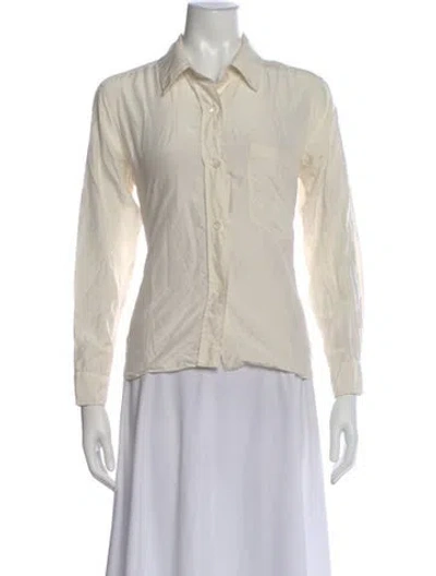 Pre-owned Margaret Howell Silk Long Sleeve Button-up Top In Neutral