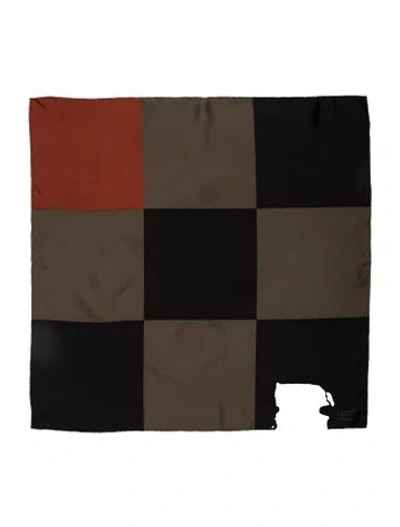 Pre-owned Margaret Howell Silk Plaid Print Scarf In Black