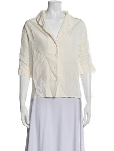 Pre-owned Margaret Howell Silk Three-quarter Sleeve Button-up Top In Neutrals
