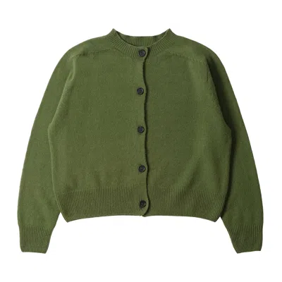 Pre-owned Margaret Howell Small Crew Neck Cardigan 'wheatgrass' | Green | Women's Size 8
