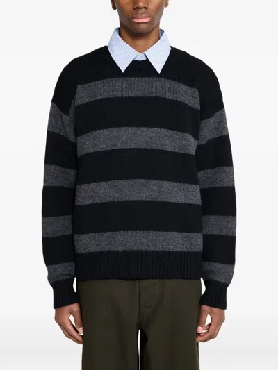 Margaret Howell Striped Crew Sweater In Multi