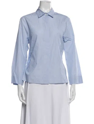 Pre-owned Margaret Howell Striped Long Sleeve Button-up Top In Blue
