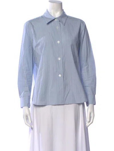 Pre-owned Margaret Howell Striped Long Sleeve Button-up Top In Blue
