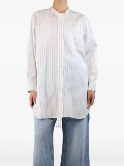 Pre-owned Margaret Howell Striped Long-sleeve Shirt In White