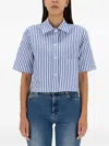 Margaret Howell Candy Stripe Shirt In Blue
