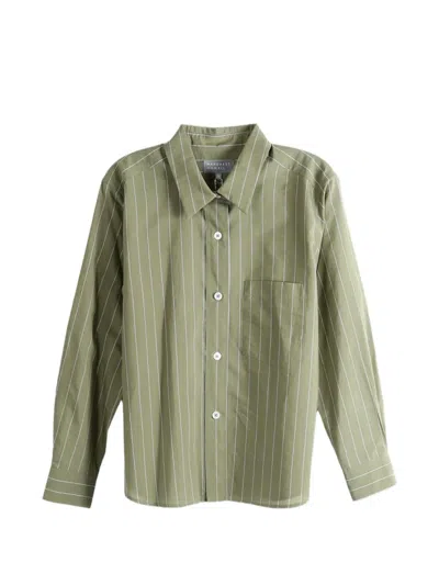 Margaret Howell Striped-print Long-sleeve Shirt In Green