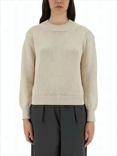 Margaret Howell Textured Linen-cotton Sweater With Round Neckline In Neutral