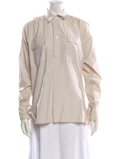 Pre-owned Margaret Howell Vintage Striped Button-up Top In Neutral