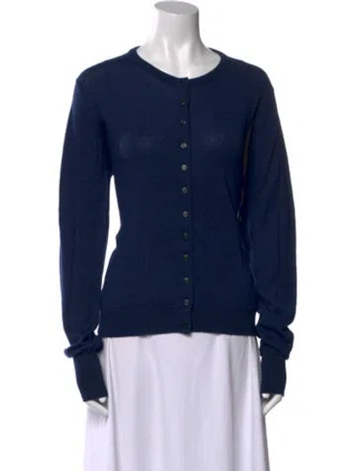 Pre-owned Margaret Howell Virgin Wool Crew Neck Sweater In Blue