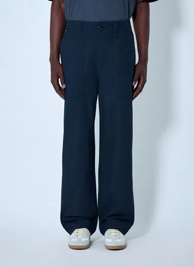 Margaret Howell Wide-leg Patch-pocket Trousers In Blue