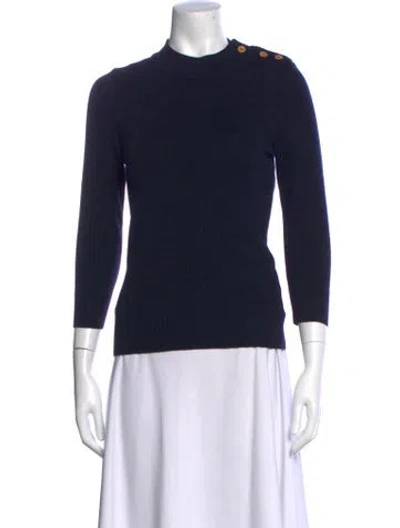 Pre-owned Margaret Howell Wool Mock Neck Sweater In Blue