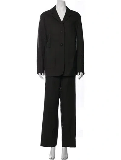 Pre-owned Margaret Howell Wool Plaid Print Pant Set In Black