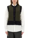 Margaret Howell Textured Knit Wool Vest In Green