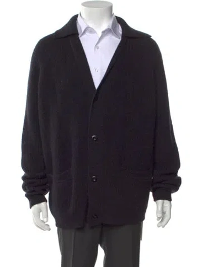 Pre-owned Margaret Howell Wool V-neck Cardigan In Black