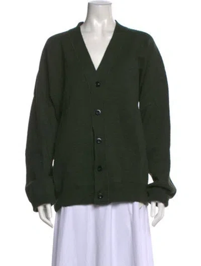Pre-owned Margaret Howell Wool V-neck Sweater In Green