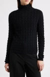 Margaret O'leary 3-d Cotton Turtleneck In Black