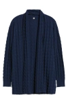 Margaret O'leary 3-d Open Cotton Cardigan In Blue