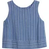 Margaret O'leary Avery Button Back Sleeveless Crop Top In Riviera