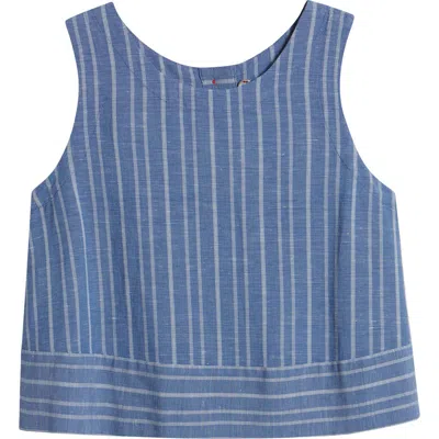 Margaret O'leary Avery Button Back Sleeveless Crop Top In Riviera