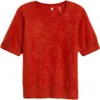 Margaret O'leary Brushed Cashmere Short Sleeve Sweater In Red