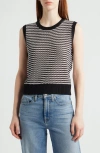 Margaret O'leary Caroline Stripe Cotton Blend Sweater Vest In Multi