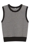 Margaret O'leary Caroline Stripe Cotton Blend Sweater Vest In Black/white