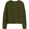 Margaret O'leary Coco Cashmere & Silk Pocket Cardigan In Green