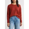 Margaret O'leary Crewneck Rolled Cuff Cashmere & Silk Sweater In Red