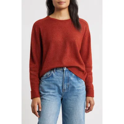 Margaret O'leary Crewneck Rolled Cuff Cashmere & Silk Sweater In Burgundy