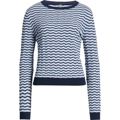 Margaret O'leary Dimensional Stripe Cotton Sweater In Blue