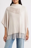 Margaret O'leary Fringe Trim Cashmere Poncho In White