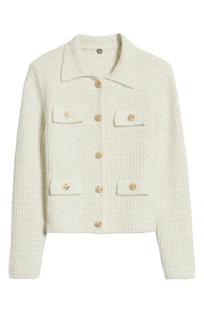 Margaret O'leary Gabrielle Metallic Cardigan In White