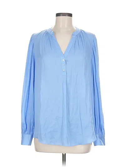 Pre-owned Margaret O'leary Long Sleeve Blouse In Blue