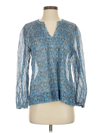 Pre-owned Margaret O'leary Long Sleeve Blouse In Blue