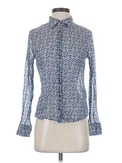Pre-owned Margaret O'leary Long Sleeve Blouse In Blue