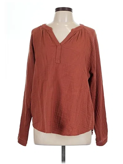 Pre-owned Margaret O'leary Long Sleeve Blouse In Brown