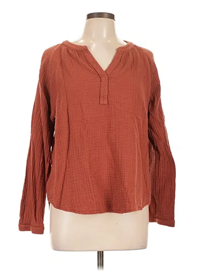 Pre-owned Margaret O'leary Long Sleeve Blouse In Brown