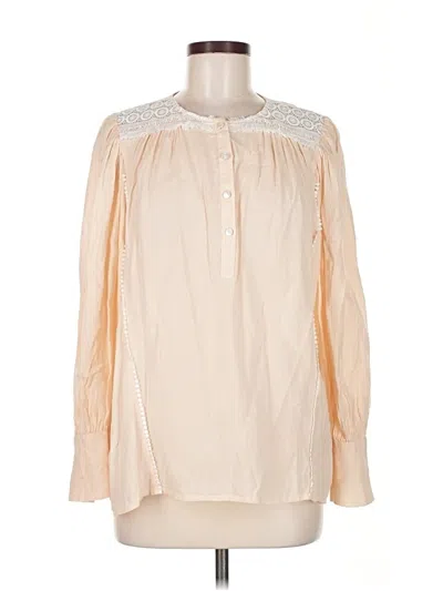 Pre-owned Margaret O'leary Long Sleeve Blouse In White