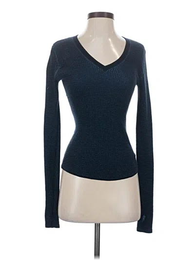 Pre-owned Margaret O'leary Long Sleeve Top Blue V-neck Tops