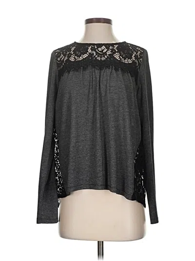 Pre-owned Margaret O'leary Long Sleeve Top Gray Mock Neckline Tops