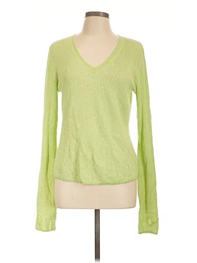 Pre-owned Margaret O'leary Long Sleeve Top Green V-neck Tops