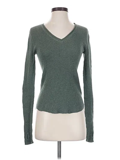 Pre-owned Margaret O'leary Long Sleeve Top Green V-neck Tops