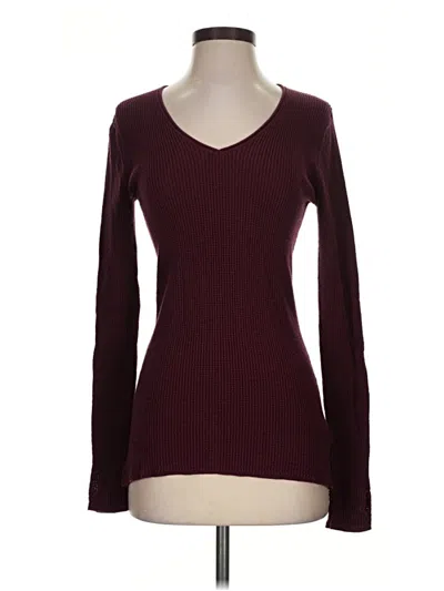 Pre-owned Margaret O'leary Long Sleeve T-shirt In Burgundy