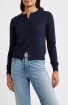 Margaret O'leary Merino Wool Blend Cardigan In Blue