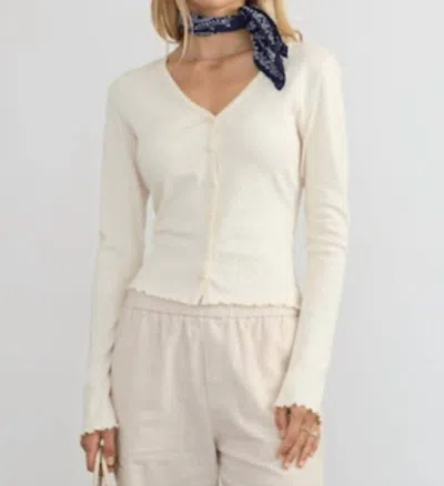 Margaret O'leary Pointelle Cardigan In White
