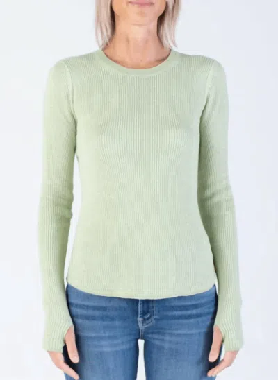 Margaret O'leary Shirttail Waffle Crew Top In Apple/salt